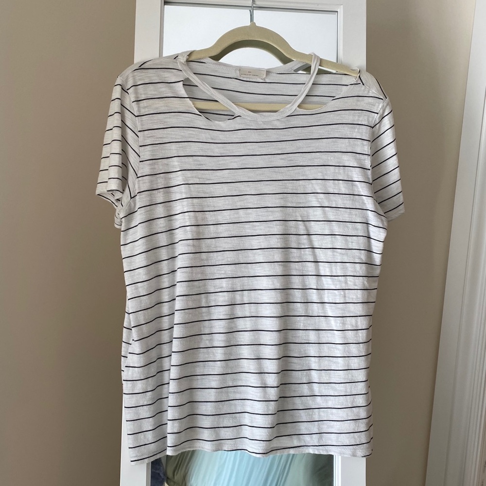 Michelle by Comune Striped Distressed TShirt